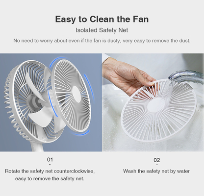 HEBRON Electric Portable Desktop Rechargeable 9inch Foldable 10000mAh Big Battery Capacity Fan With LED Light