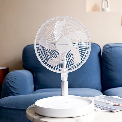 Hebronfan Large Battery Operated Rechargeable Stand Air Folding Telescopic Fan