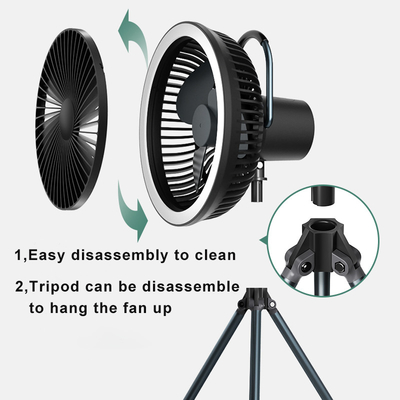 Rechargeable Portable Camping Fan 7800mAh Battery Tripod Stand Fan With Led Light