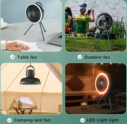 Rechargeable Portable Camping Fan 7800mAh Battery Tripod Stand Fan With Led Light