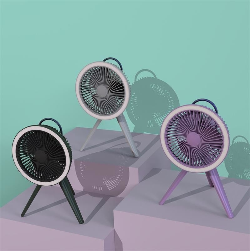 Cordless Portable Camping Fan With Led Lantern 5V/2A 4 Mode Speed